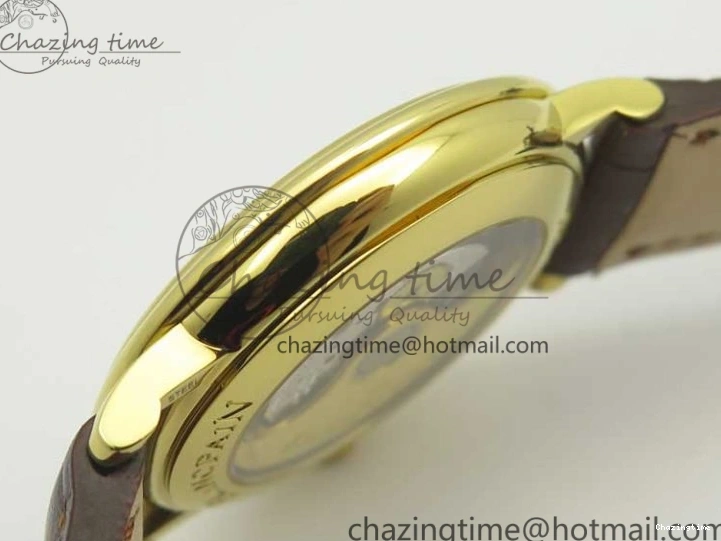 0318 WellDesigned Villeret 6651 YG ZF 1:1 Best Edition White Dial on Brown Leather Strap A 8000